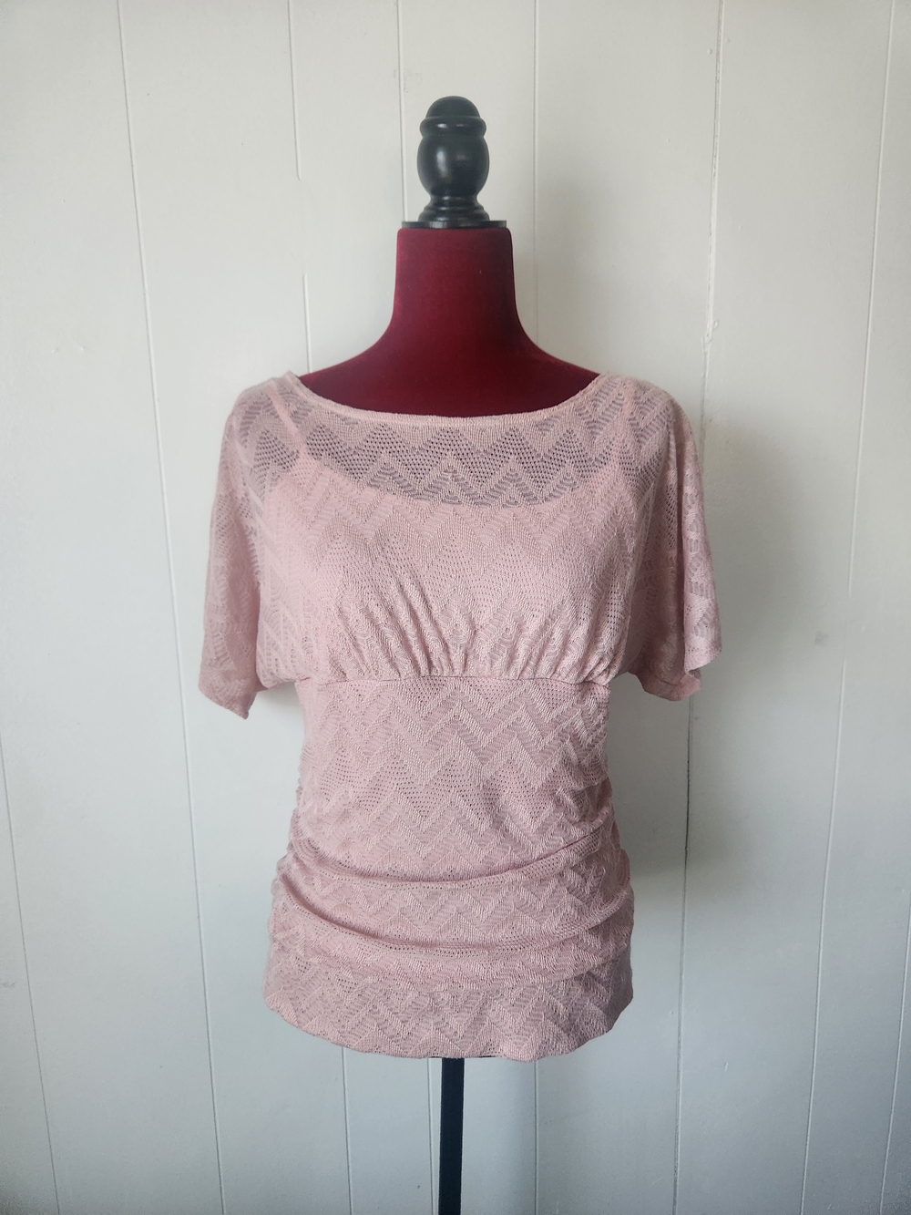 BONGO Dusty Pink Lace Dolman Sleeve Blouse Size XL